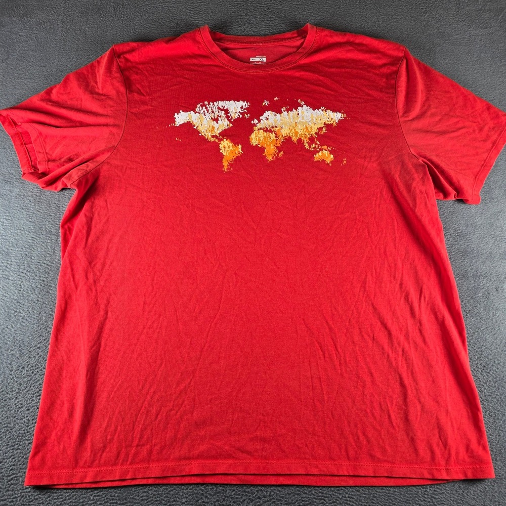 Nike Fit Dry The Human Race World Map Graphic Running T-Shirt Red Mens XL